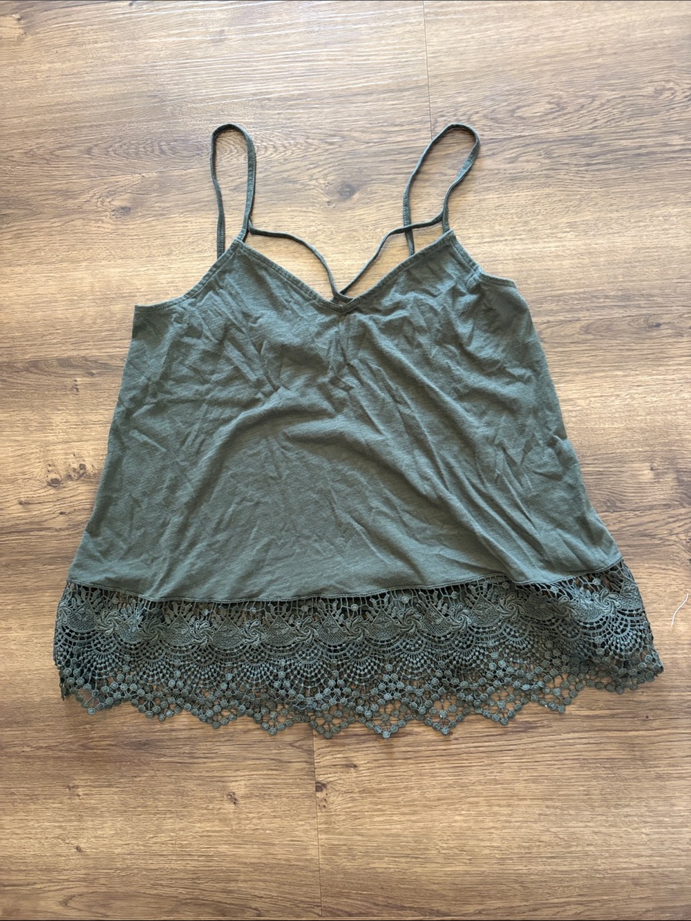 Express Olive Lace-Hem Camisole Tank Top
